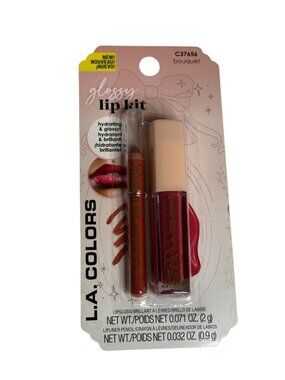 LA Colors Glossy Lip Kit Lip Gloss Lip Liner Hydrating Set New Bouquet